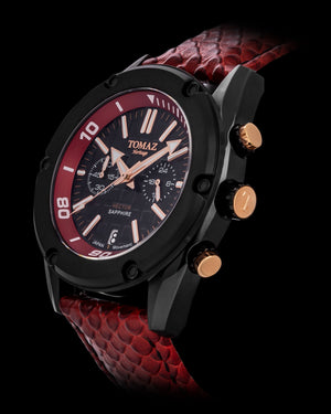 
                  
                    Load image into Gallery viewer, Hector GR04B-D7 (Black/Red) Red Salmon Leather Strap
                  
                