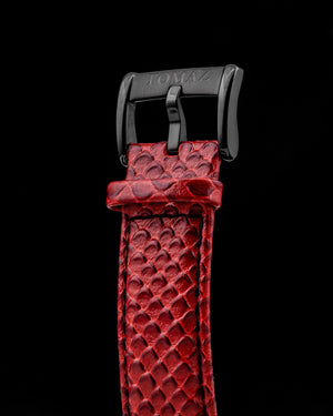 
                  
                    Load image into Gallery viewer, Hector GR04B-D7 (Black/Red) Red Salmon Leather Strap
                  
                