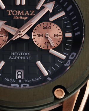 
                  
                    Load image into Gallery viewer, Hector GR04B-D13 (Rosegold/Green) Green Salmon Leather Strap
                  
                