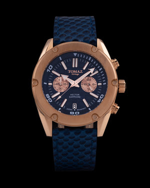 
                  
                    Load image into Gallery viewer, Hector GR04B-D4 (Rosegold/Blue) Blue Salmon Leather Strap
                  
                