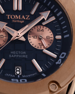 
                  
                    Load image into Gallery viewer, Hector GR04B-D4 (Rosegold/Blue) Blue Salmon Leather Strap
                  
                