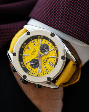 
                  
                    Load image into Gallery viewer, Hector GR04B-D2 (Silver/Yellow) Yellow Leather Strap
                  
                