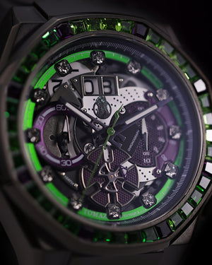 
                  
                    Load image into Gallery viewer, Marvel Hulk TQ023F-D2 (Black/Green) with Green Purple Crystal (Black Leather with Silicone Strap)
                  
                