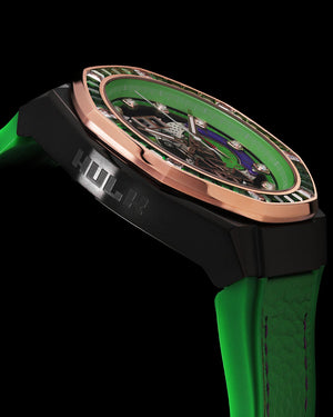 
                  
                    Load image into Gallery viewer, Marvel Hulk TQ023F-D1 (Black/Rosegold) with Green Crystal (Green Leather with Silicone Strap)
                  
                