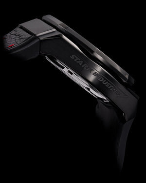 
                  
                    Load image into Gallery viewer, Marvel Iron Man TQ023C-D2 (Black) with Black Crystal (Black Leather with Silicone Strap)
                  
                