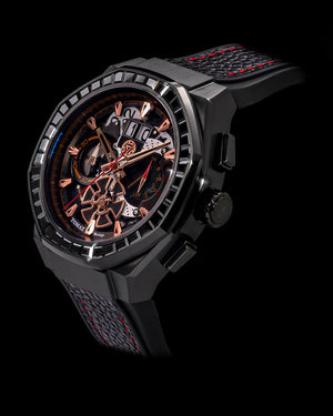 
                  
                    Load image into Gallery viewer, Marvel Iron Man TQ023C-D2 (Black) with Black Crystal (Black Leather with Silicone Strap)
                  
                