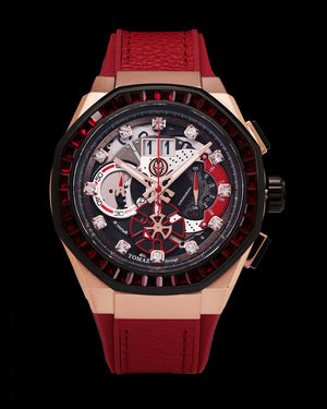 
                  
                    Load image into Gallery viewer, Marvel Iron Man TQ023C-D3 (Rosegold/Black) with Red Crystal (Red Leather with Silicone Strap)
                  
                