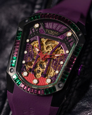 
                  
                    Load image into Gallery viewer, GT Skeleton TW028-D18 (Purple) with Purple Green Swarovski (Purple Rubber Strap)
                  
                