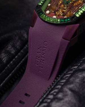 
                  
                    Load image into Gallery viewer, GT Skeleton TW028-D19 (Purple) with Purple Green Swarovski (Purple Rubber Strap)
                  
                