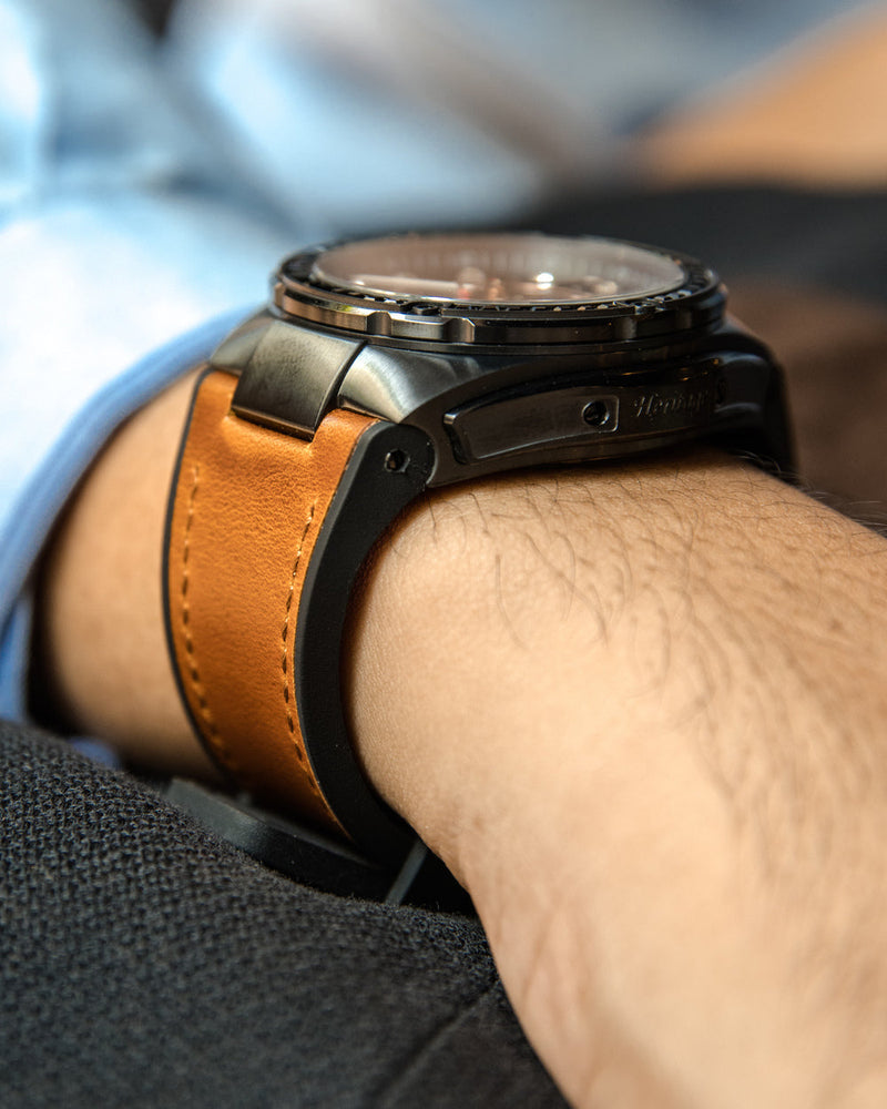 
                  
                    Load image into Gallery viewer, Xavier XL TW033-D14 (Matte Black) with Black Swarovski (Brown Leather Strap)
                  
                