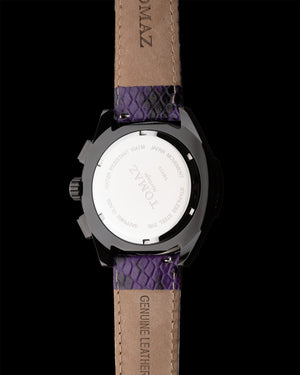 
                  
                    Load image into Gallery viewer, RAWR III TW024E-D2 (Black/Purple) with Purple Green Swarovski (Purple Snake Leather Strap)
                  
                