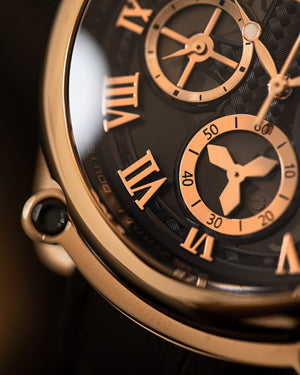 
                  
                    Load image into Gallery viewer, Xavier TW026-D2 (Rosegold/Black) Black Bamboo Leather Strap
                  
                