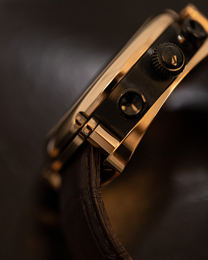 
                  
                    Load image into Gallery viewer, Xavier TW026-D2 (Rosegold/Black) Black Bamboo Leather Strap
                  
                