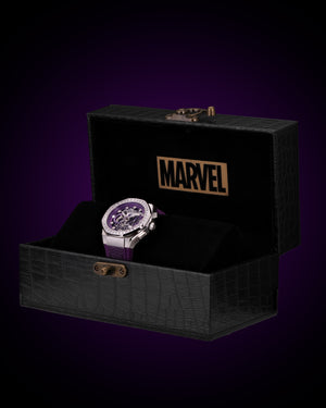 
                  
                    Load image into Gallery viewer, Marvel Black Panther TQ023D-D2 (Silver/Purple) with White Crystal (Purple Leather with Silicone strap)
                  
                