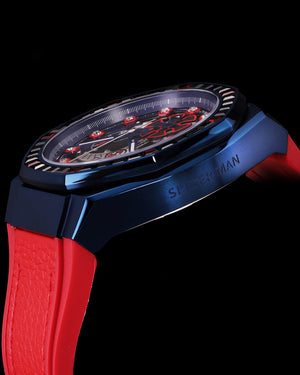 
                  
                    Load image into Gallery viewer, Marvel Spider-Man TQ023L-D1 (Blue) with Black Crystal (Red Leather with Silicone Strap)
                  
                