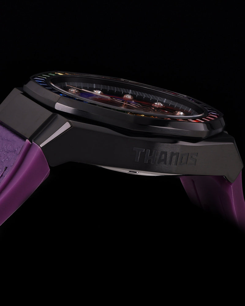 
                  
                    Load image into Gallery viewer, Marvel Thanos TQ023I-D2 (Black) with Rainbow Crystal (Purple Leather with Silicone Strap)
                  
                