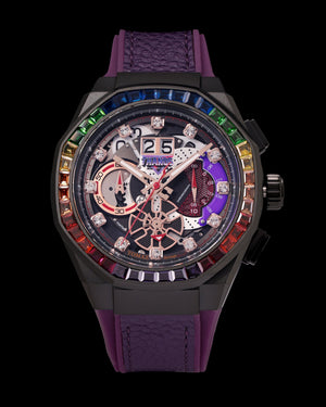 
                  
                    Load image into Gallery viewer, Marvel Thanos TQ023I-D2 (Black) with Rainbow Crystal (Purple Leather with Silicone Strap)
                  
                