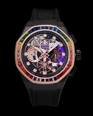 
                  
                    Load image into Gallery viewer, Marvel Thanos TQ023I-D1 (Black/Rosegold) with Rainbow Crystal (Black Leather with Silicone Strap)
                  
                