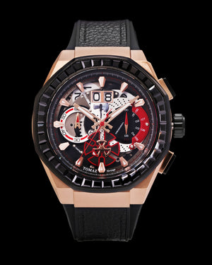 
                  
                    Load image into Gallery viewer, Marvel Thor TQ023H-D1 (Rosegold/Black) with Black Crystal (Black Leather with Silicone Strap)
                  
                