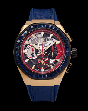 
                  
                    Load image into Gallery viewer, Marvel Thor TQ023H-D2 (Gold/Red) with Blue Crystal (Blue Leather with Silicone Strap)
                  
                