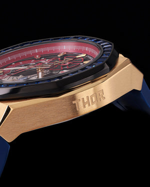 
                  
                    Load image into Gallery viewer, Marvel Thor TQ023H-D2 (Gold/Red) with Blue Crystal (Blue Leather with Silicone Strap)
                  
                