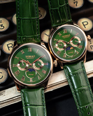 
                  
                    Load image into Gallery viewer, Tomaz Ladies Watch TQ003L-D8 (Rosegold/Green) Green Bamboo Leather Strap
                  
                