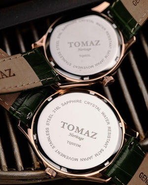 
                  
                    Load image into Gallery viewer, Tomaz Men&amp;#39;s Watch TQ003M-D8 (Rosegold/Green) Green Bamboo Leather Strap
                  
                