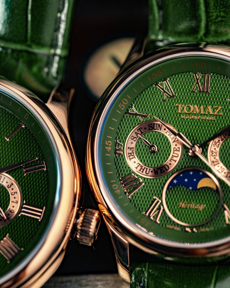 
                  
                    Load image into Gallery viewer, Tomaz Men&amp;#39;s Watch TQ003M-D8 (Rosegold/Green) Green Bamboo Leather Strap
                  
                