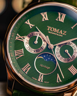 
                  
                    Load image into Gallery viewer, Tomaz Men&amp;#39;s Watch TQ003M-D8 (Rosegold/Green) Green Bamboo Leather Strap
                  
                