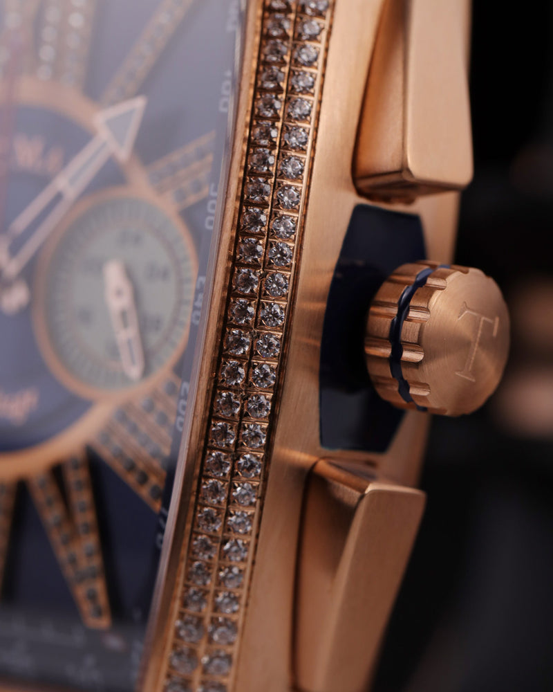 
                  
                    Load image into Gallery viewer, Tomaz Men&amp;#39;s Watch TQ012A-D1 (Rosegold/Navy) with Swarovski (Navy Bamboo Leather Strap)
                  
                