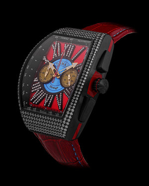 
                  
                    Load image into Gallery viewer, Tomaz Men&amp;#39;s Watch TQ012A-D2 (Silver/Red) with Swarovski (Red Bamboo Leather Strap)
                  
                