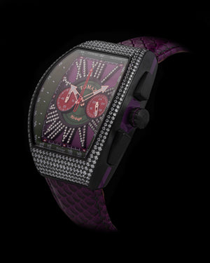 
                  
                    Load image into Gallery viewer, Tomaz Men&amp;#39;s Watch TQ012A-D7 (Silver/Purple/Green) with Swarovski (Purple Salmon Strap)
                  
                