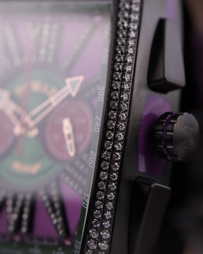 
                  
                    Load image into Gallery viewer, Tomaz Men&amp;#39;s Watch TQ012A-D7 (Silver/Purple/Green) with Swarovski (Purple Salmon Strap)
                  
                