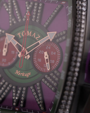 
                  
                    Load image into Gallery viewer, Tomaz Men&amp;#39;s Watch TQ012A-D7 (Silver/Purple/Green) with Swarovski (Purple Salmon Strap)
                  
                