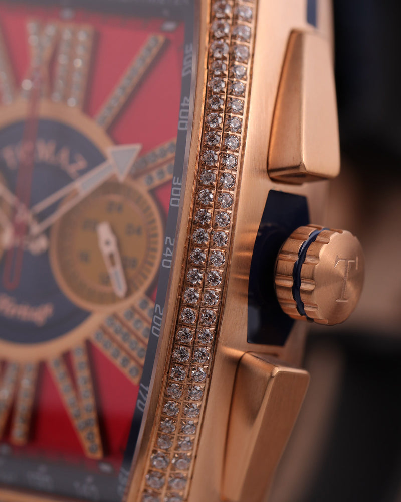 
                  
                    Load image into Gallery viewer, Tomaz Men&amp;#39;s Watch TQ012A-D8 (Rosegold/Red) with Gold Swarovski (Navy Salmon Strap)
                  
                