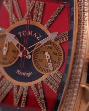 
                  
                    Load image into Gallery viewer, Tomaz Men&amp;#39;s Watch TQ012A-D8 (Rosegold/Red) with Gold Swarovski (Navy Salmon Strap)
                  
                