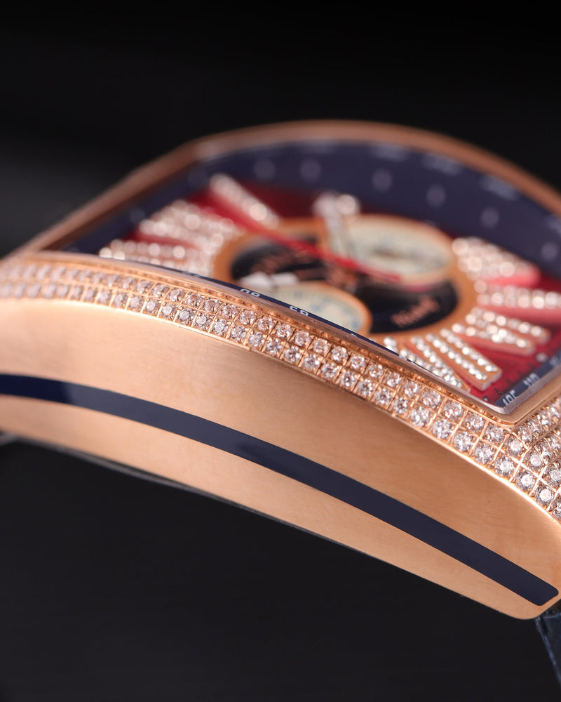 
                  
                    Load image into Gallery viewer, Tomaz Men&amp;#39;s Watch TQ012A-D9 (Rosegold/Red) with Swarovski (Navy Bamboo Leather Strap)
                  
                