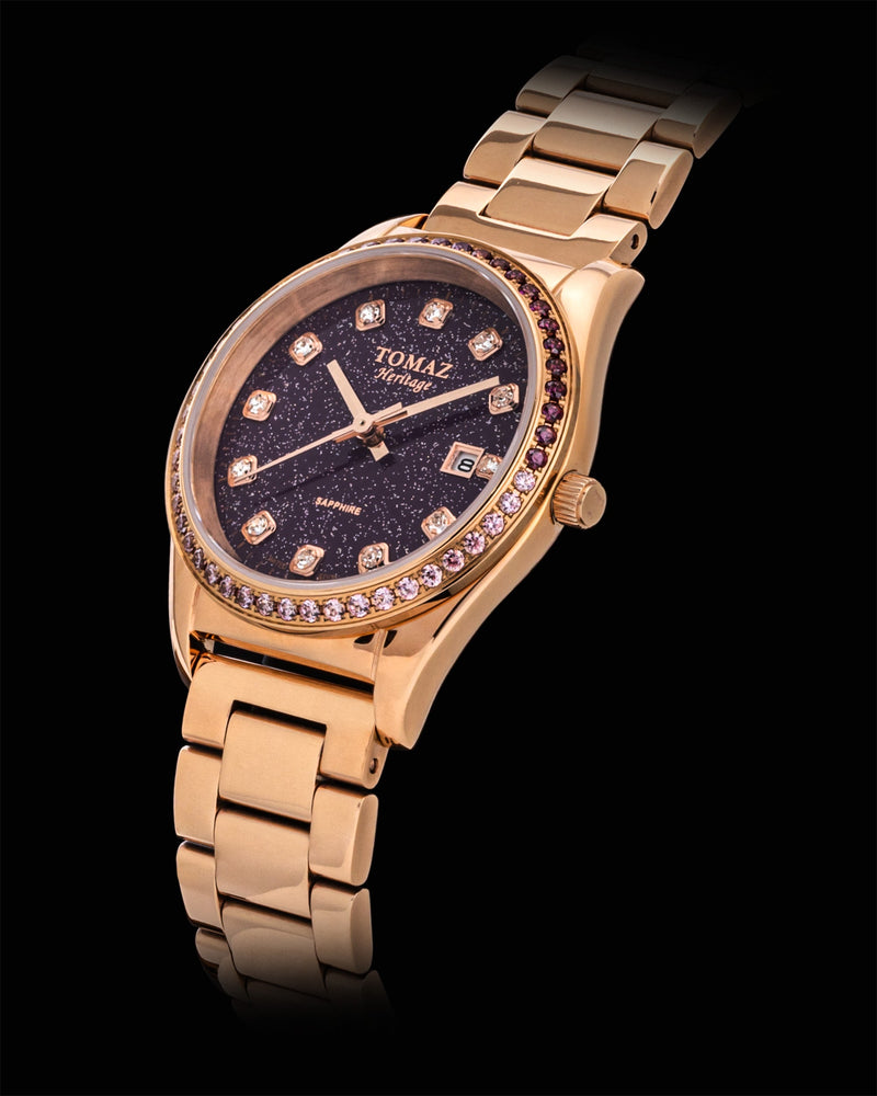 
                  
                    Load image into Gallery viewer, Tomaz Ladies Watch TQ017L-D24 Stardust (Rosegold/Purple) with Purple Swarovski (Rosegold Stainless Steel)
                  
                