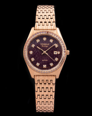 
                  
                    Load image into Gallery viewer, Tomaz Ladies Watch TQ017L-D25 Stardust (Rose Gold/Dark Purple) with Purple Swarovski (Rosegold Stainless Steel)
                  
                