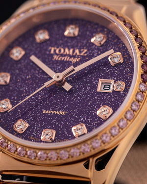 
                  
                    Load image into Gallery viewer, Tomaz Ladies Watch TQ017L-D26 Stardust (Rosegold/Light Purple) with Purple Swarovski (Rosegold Mesh Strap)
                  
                