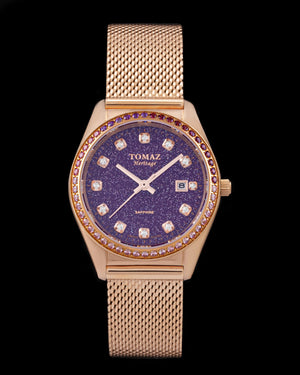 
                  
                    Load image into Gallery viewer, Tomaz Ladies Watch TQ017L-D26 Stardust (Rosegold/Light Purple) with Purple Swarovski (Rosegold Mesh Strap)
                  
                