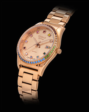 
                  
                    Load image into Gallery viewer, Tomaz Ladies Watch TQ017L-D31 (Rosegold) with Rainbow Swarovski (Rosegold Stainless Steel)
                  
                