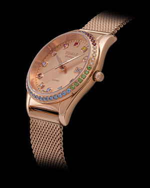 
                  
                    Load image into Gallery viewer, Tomaz Ladies Watch TQ017L-D32 (Rosegold) with Rainbow Swarovski  (Rosegold Mesh Strap)
                  
                