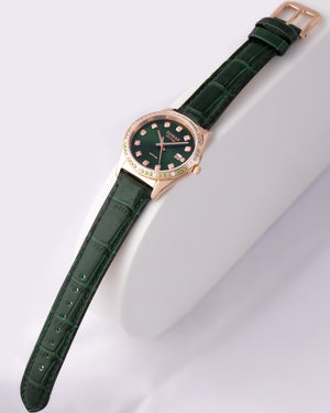 
                  
                    Load image into Gallery viewer, Tomaz Ladies Watch TQ017L-D36 (Rose Gold/Green) with Green Swarovski (Green Bamboo Leather Strap)
                  
                