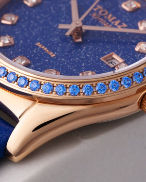 
                  
                    Load image into Gallery viewer, Tomaz Ladies Watch TQ017L-D37 Stardust (Rose Gold/Blue) with Blue Swarovski (Blue Leather Strap)
                  
                