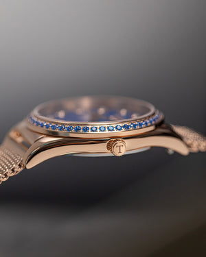 
                  
                    Load image into Gallery viewer, Tomaz Ladies Watch TQ017L-D38 Stardust (RoseGold/Blue) with Blue Swarovski (Rosegold Mesh Strap)
                  
                