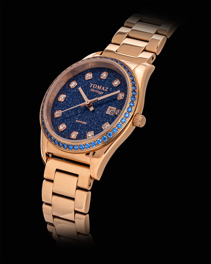 
                  
                    Load image into Gallery viewer, Tomaz Ladies Watch TQ017L-D39 Stardust (RoseGold/Blue) with Blue Swarovski (Rosegold Stainless Steel)
                  
                