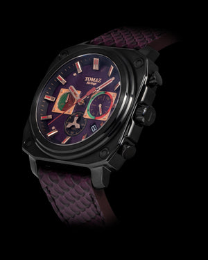 
                  
                    Load image into Gallery viewer, Jezper TQ021A-D7 (Black/Purple) Purple Salmon Leather Strap
                  
                