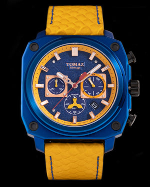 
                  
                    Load image into Gallery viewer, Jezper TQ021A-D8 (Blue/Yellow) Yellow Salmon Leather Strap
                  
                