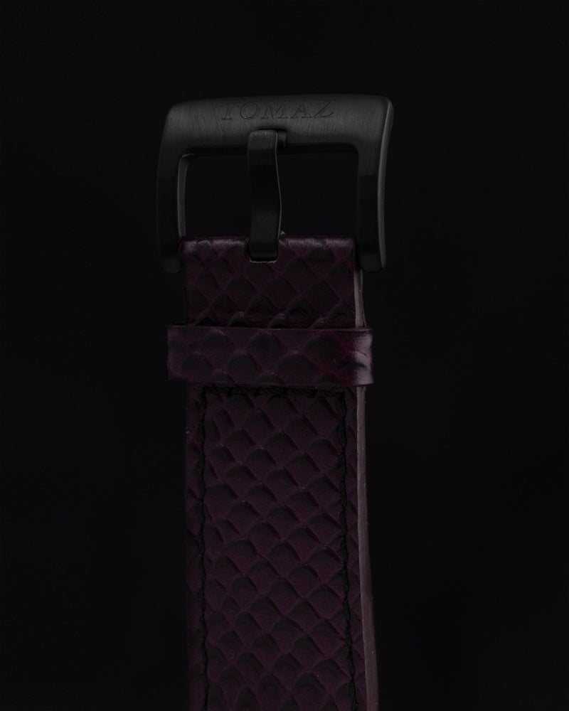 
                  
                    Load image into Gallery viewer, Jezper TQ021B-D11 (Black) with Purple Green Swarovski (Purple Salmon Leather Strap)
                  
                